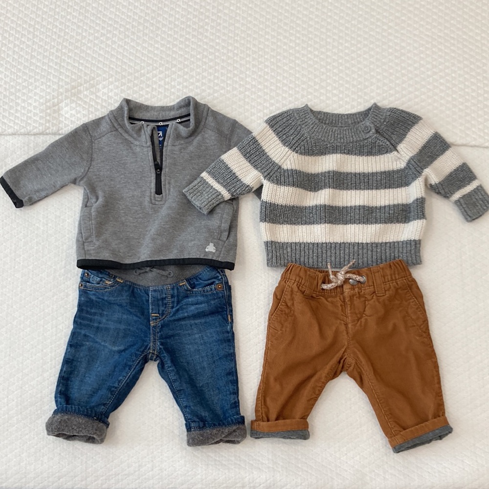Baby Gap 0-3 Months Sweat Fleece lined Jeans and Corduroys  Outfits